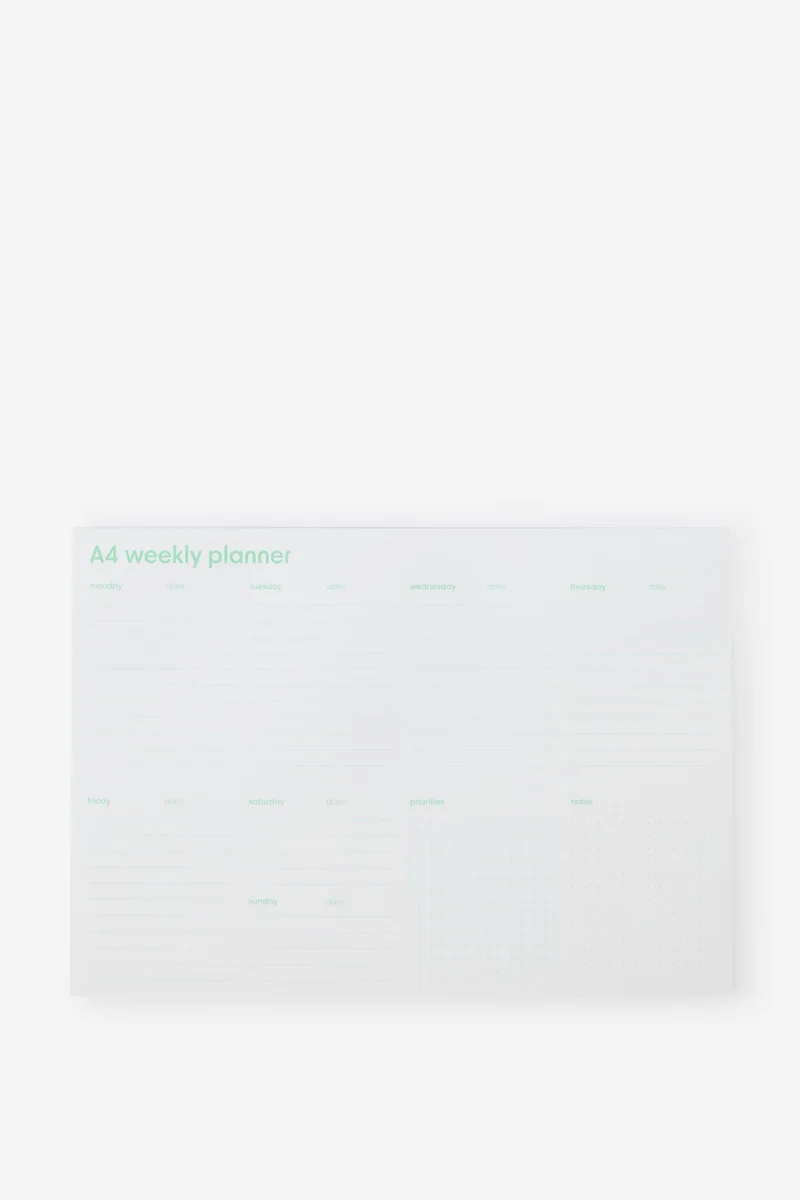 A4 WEEKLY NOTEPAD PLANNER