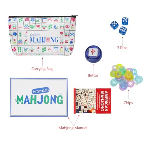 Jongyance American Mahjong Tile SetBlue with Carrying Bag and Accessories 160 Acrylic Engraved Mahjong Tiles - Image 5
