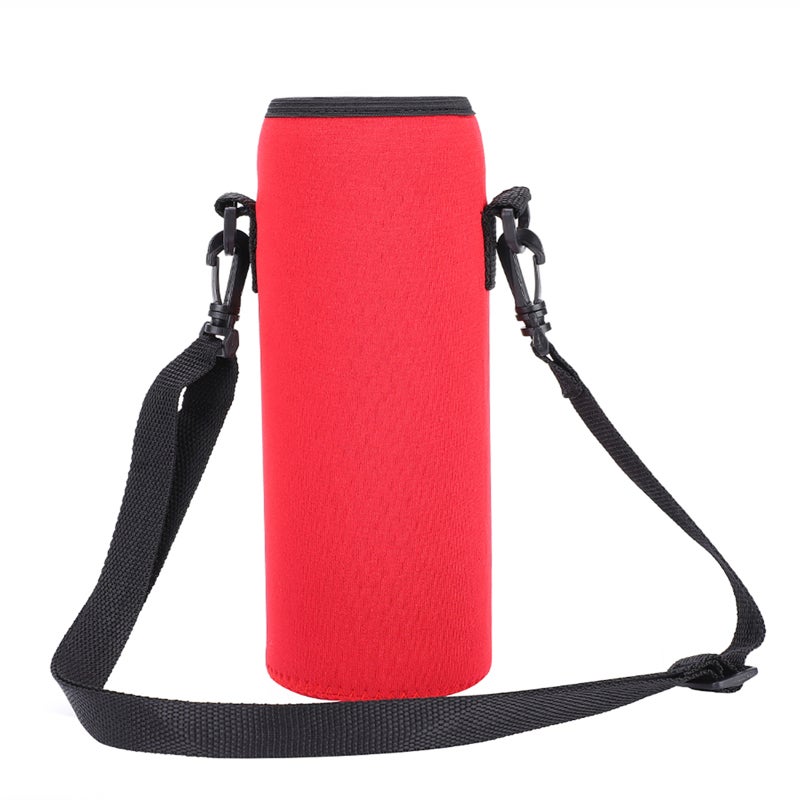 Insulated Bottle Cover: Red Neoprene Material, 1 Hour Heat Insulation, Anti-Scald - With Carry Strap, Durable Water Bottle Pouch for Outdoor Travel, Gym, Camping - Image 2