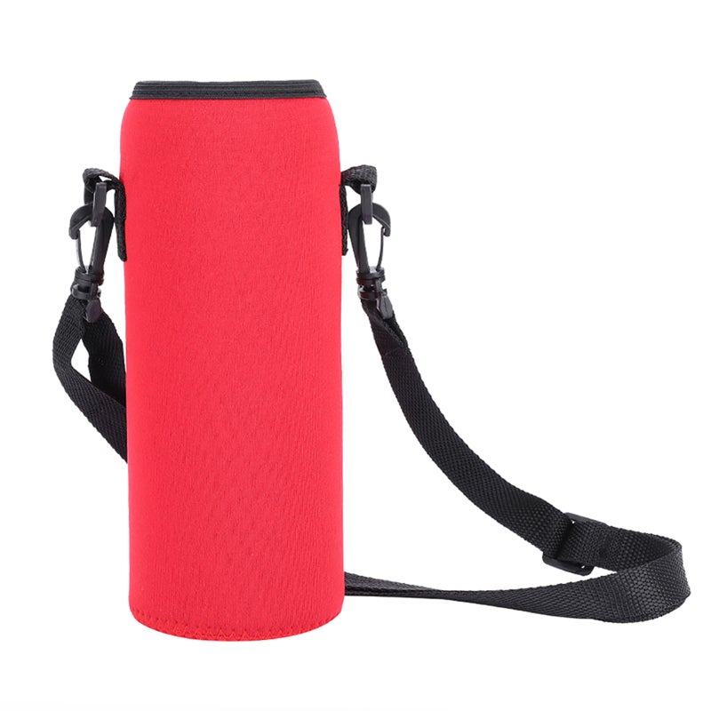 Insulated Bottle Cover: Red Neoprene Material, 1 Hour Heat Insulation, Anti-Scald - With Carry Strap, Durable Water Bottle Pouch for Outdoor Travel, Gym, Camping - Image 1