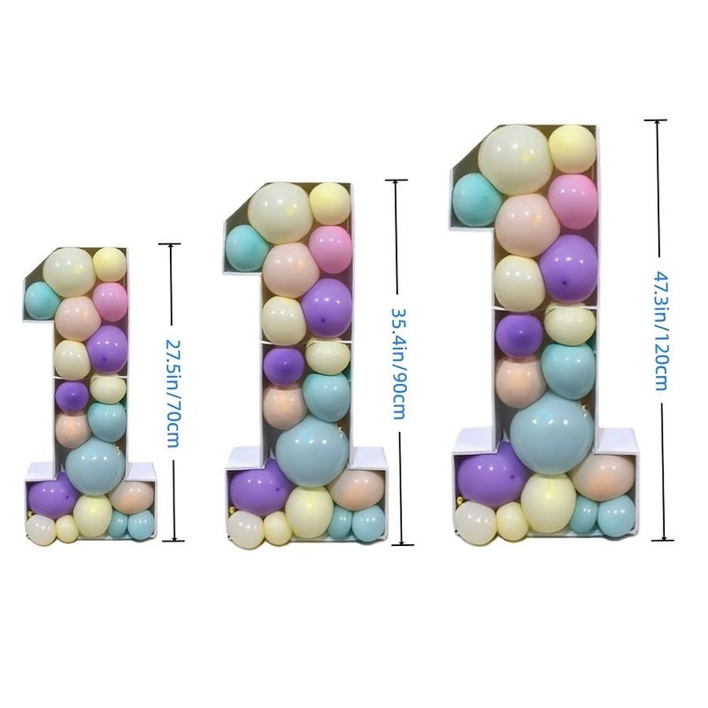 Giant Mosaic Number Balloon Frame 1pc 4ft 3ft 2.3ft Large Marquee Numbers White 9 47.24inch for Valentine's Day Birthday Party Anniversary Celebration Shower Bridal Shower No Power Required - Image 3