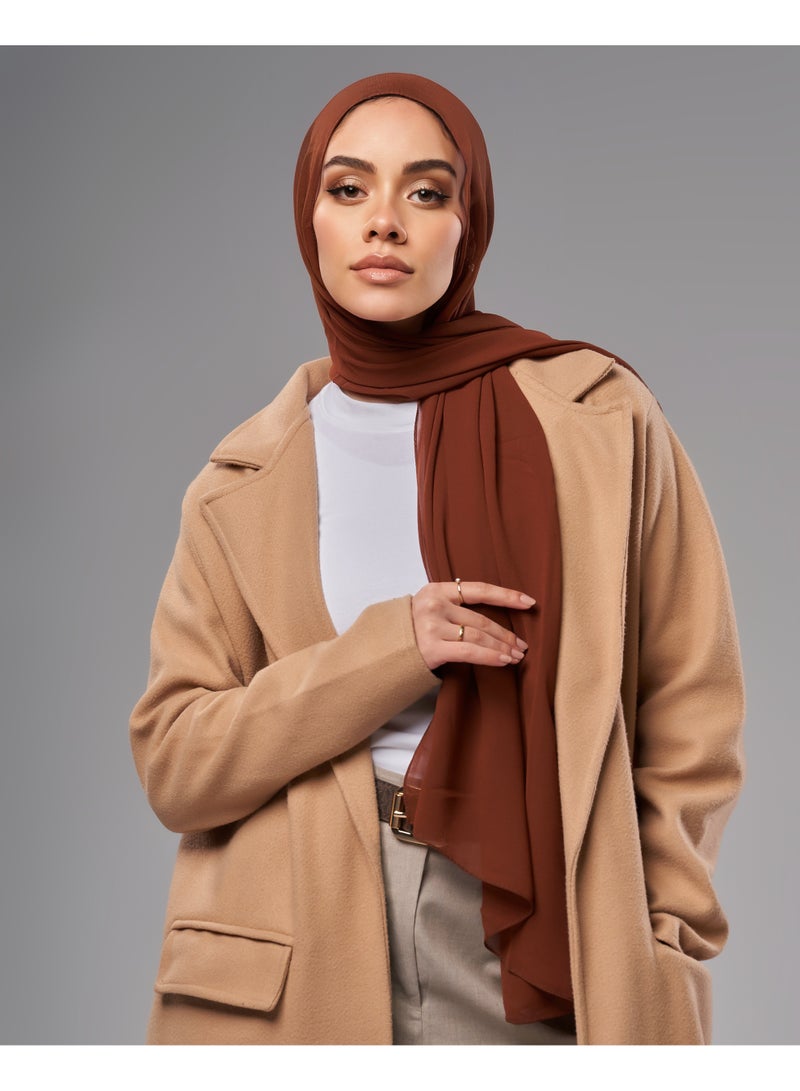 Lavezzi Soft Chiffon Hijab for Women, Solid Color Soft Chiffon Crepe Hijab Scarf – Long Fashion Hijabs Scarves - Muslim Scarf Hijab – Hijab Shawl - Cocoa - Image 1
