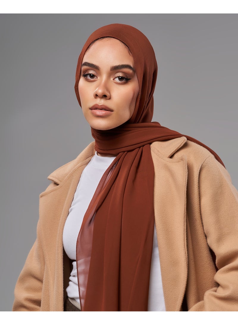 Lavezzi Soft Chiffon Hijab for Women, Solid Color Soft Chiffon Crepe Hijab Scarf – Long Fashion Hijabs Scarves - Muslim Scarf Hijab – Hijab Shawl - Cocoa - Image 2