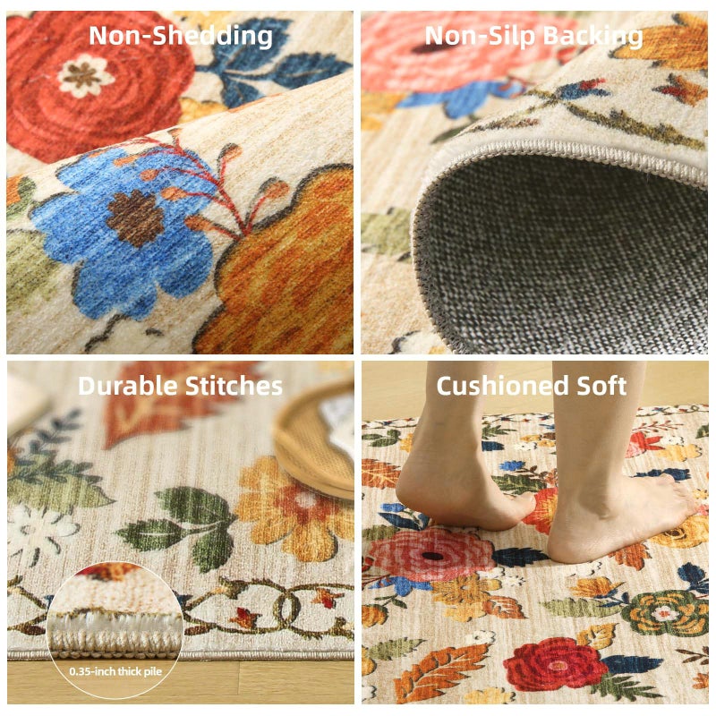 palohom 2x3 Washable Area Rugs for Entryway: Boho Small Rug Non Slip Door Mat Indoor Entrance Soft Low Pile Faux Wool Throw Rugs for Inside Front Door Floor Entry Bedroom Bathroom Kitchen Nursery Kids Room - Image 4