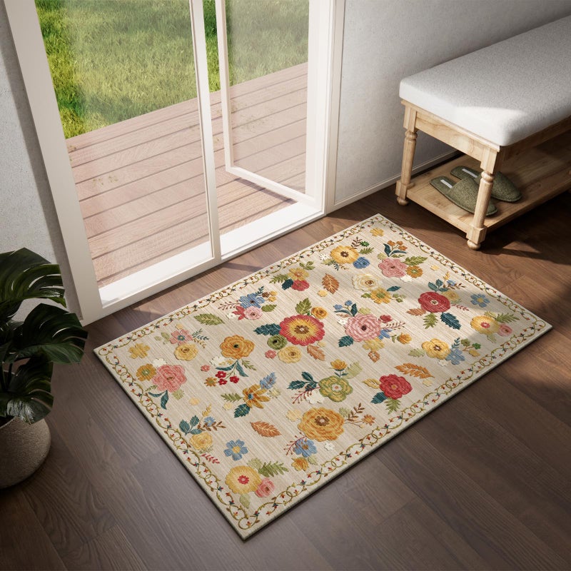 palohom 2x3 Washable Area Rugs for Entryway: Boho Small Rug Non Slip Door Mat Indoor Entrance Soft Low Pile Faux Wool Throw Rugs for Inside Front Door Floor Entry Bedroom Bathroom Kitchen Nursery Kids Room - Image 3
