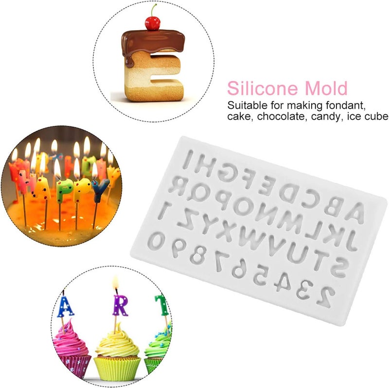 comfrt Letter Chocolate Molds, Silicone A-Z 26 English Alphabet and 0-9 Number Mold for Chocolate Cake Candy Baking Decoration (Gray) - Image 2