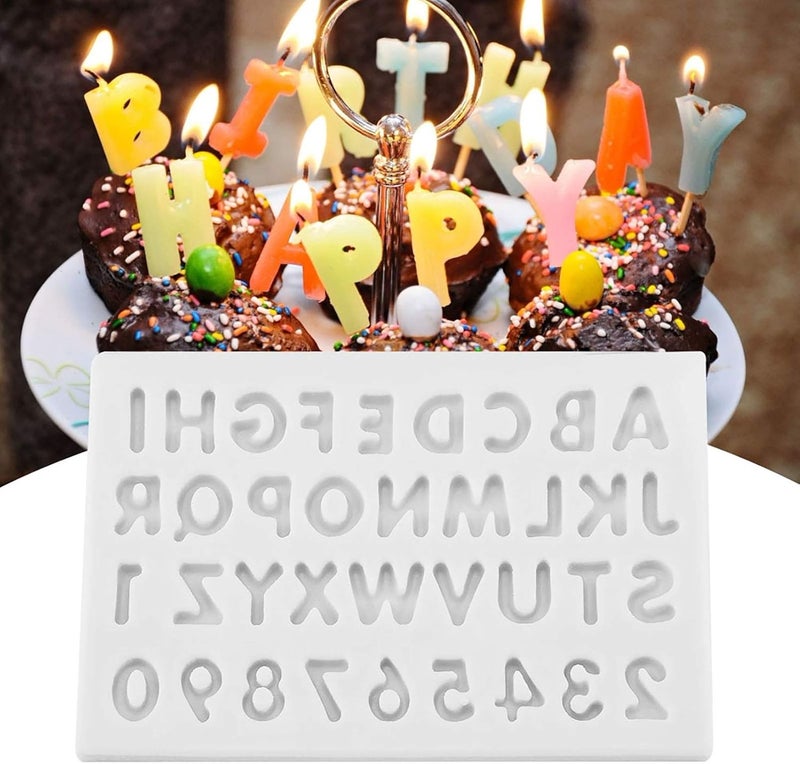 comfrt Letter Chocolate Molds, Silicone A-Z 26 English Alphabet and 0-9 Number Mold for Chocolate Cake Candy Baking Decoration (Gray) - Image 4