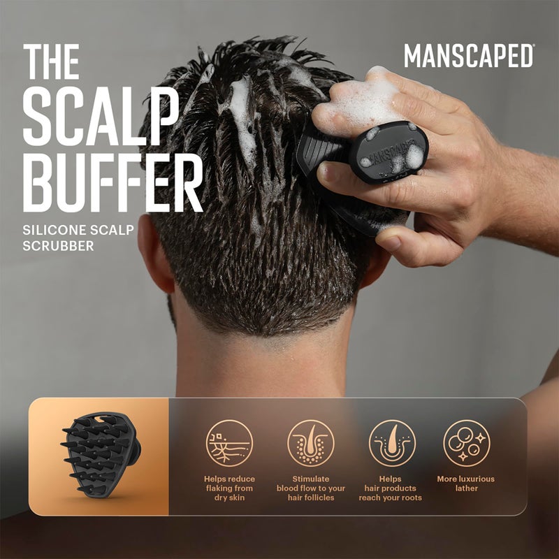 MANSCAPEDÂ® The Scalp Buffer Menâ€™s Silicone Head Scrubber â€“ Premium Cleansing & Exfoliating Hair Brush, Ergonomic Handheld Design for Gentle Scalp Massage (1-Pack) - Image 2
