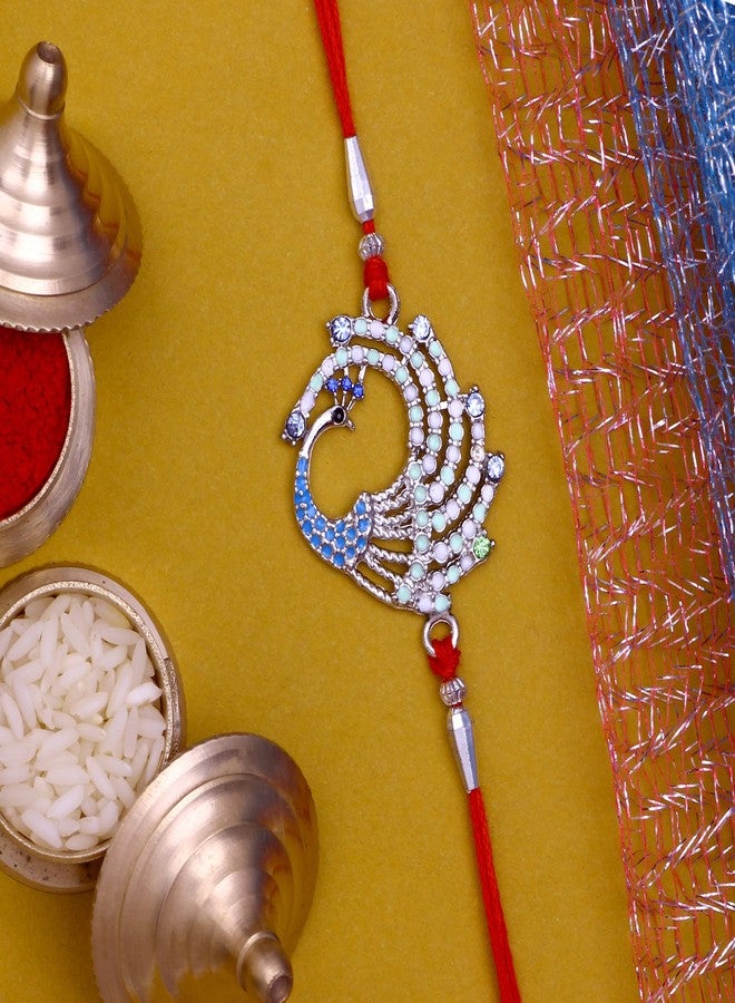Mahi Rakhi Set for Brother of 3 Meena Work Peacock-Themed Blue Rakhi for Brother, Bhaiya, Bhai CO1104639R - Image 5