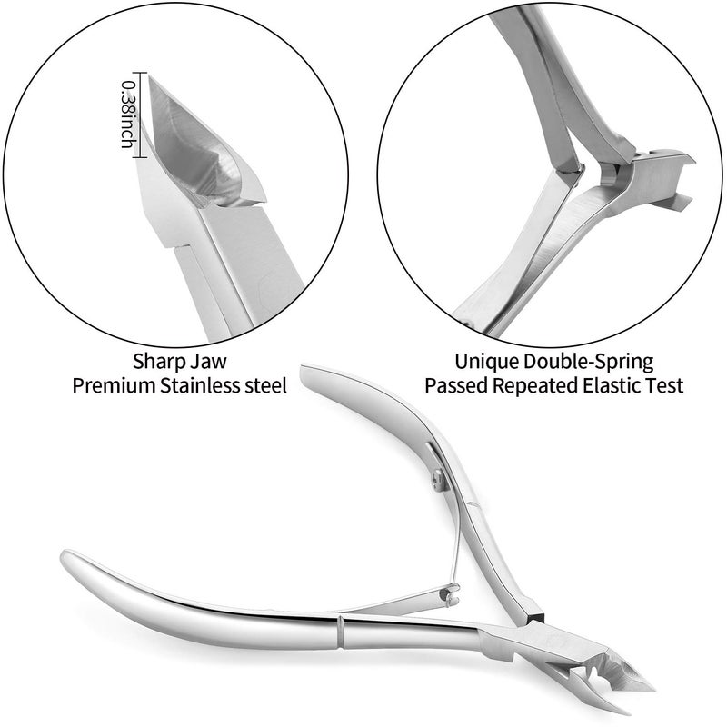 YINYIN Cuticle Trimmer with Cuticle Pusher and Cutter, Professional Stainless Steel Nippers, Cutter Clippers, Cuticle Remover, Pedicure Manicure Tools for Fingernails and Toenails, Sliver - Image 2
