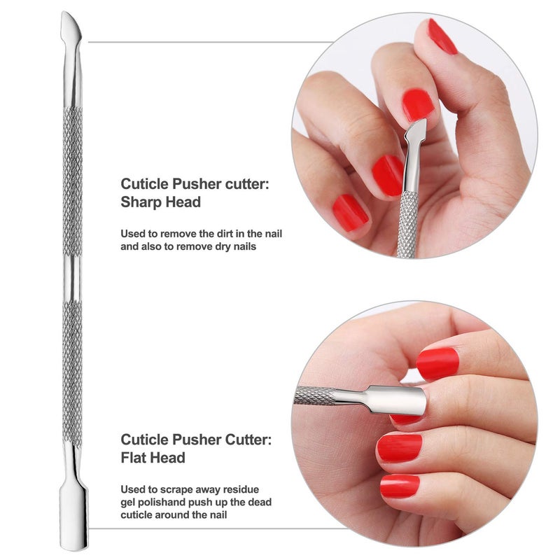 YINYIN Cuticle Trimmer with Cuticle Pusher and Cutter, Professional Stainless Steel Nippers, Cutter Clippers, Cuticle Remover, Pedicure Manicure Tools for Fingernails and Toenails, Sliver - Image 5
