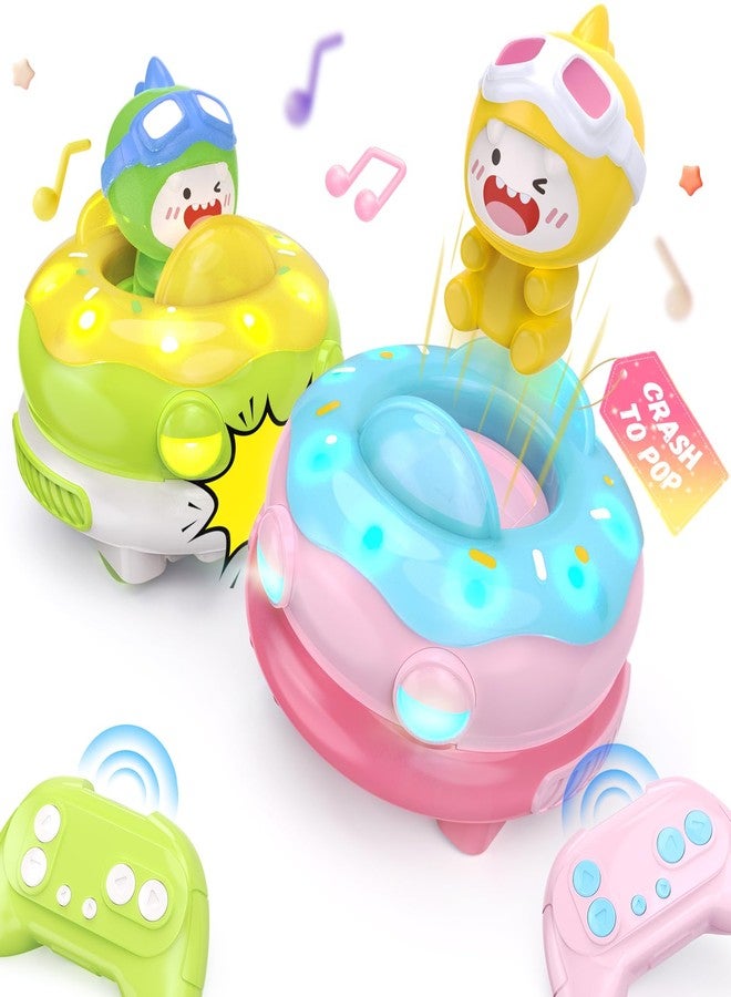 DEERC 2 Pack Remote Control Ejecting Bumper Car,RC Car Toys with LED Lights&Music, RC Battle Stunt Race Cars, Christmas Birthday Gifts Toys for Ages 6+ Year Old Girls Boys - Image 1