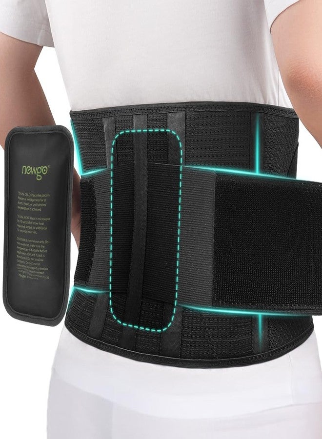 NEWGO Waist Support with ice Pack, Lower Back Support Belt, Lumbar Back Brace for Lower Back Pain Relief, Sciatica Scoliosis, Back Brace with Ice Pack for Hot Cold Therapy -Waist 26-41 Inch - Image 1