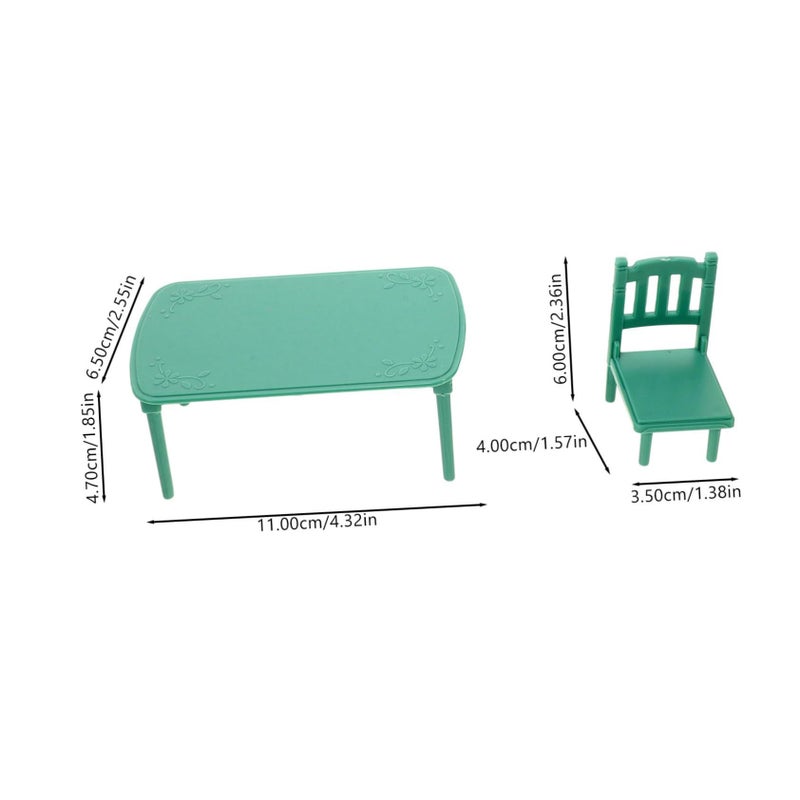 Miniature Dollhouse Dining Table Chairs Set With Food Accessories Decor - Image 3
