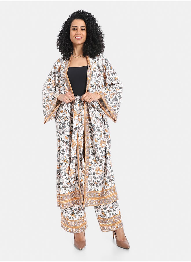 Red Circle Women's Kimono Floral Pants Suit  - Image 1