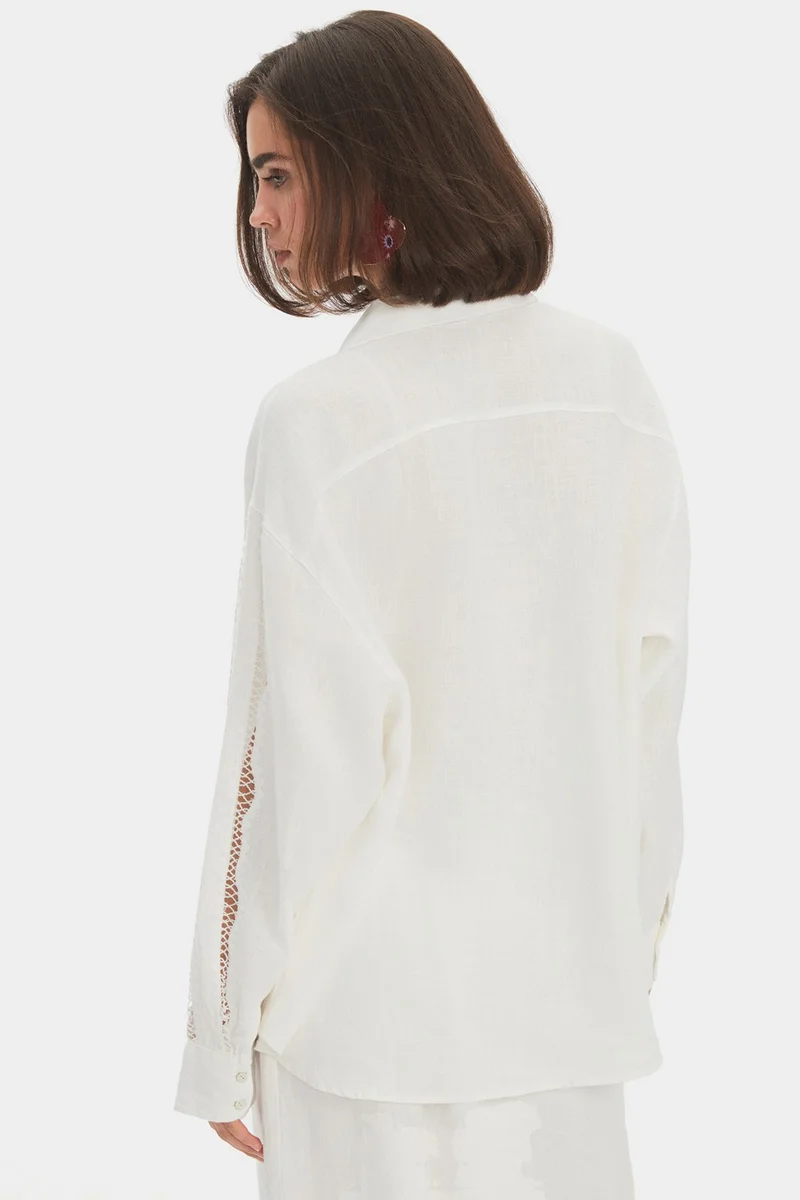 JUNE Women's Exclusive Regular/normal Pattern 100% Linen Shirt
