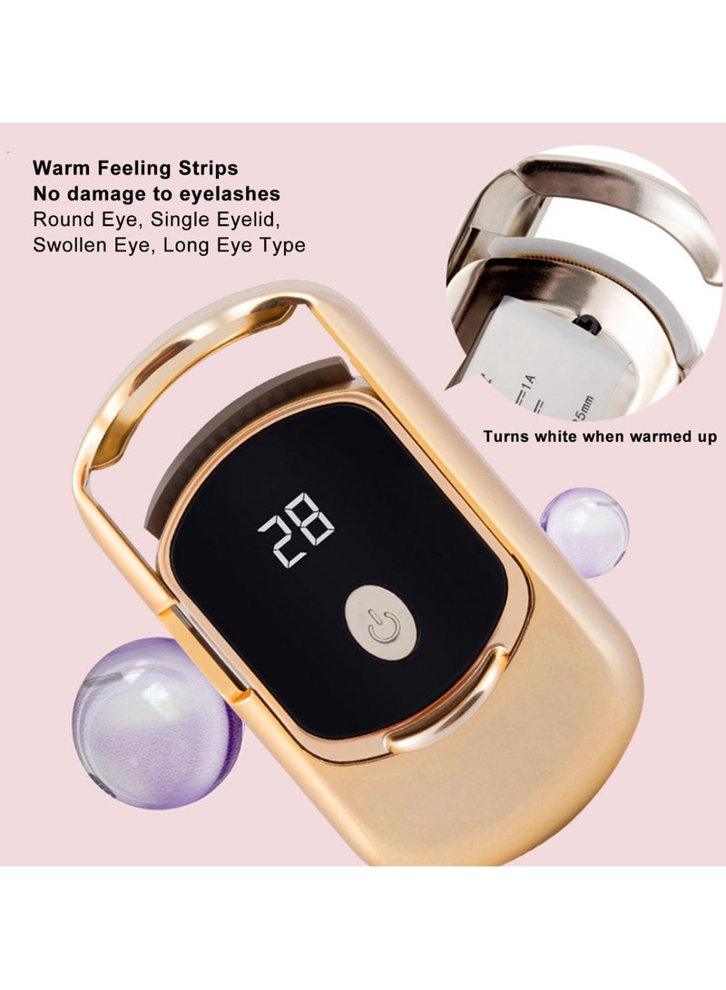 SYOSI Professional Heated Eyelash Curler with Silicone Refill Pad Curling Tool, Push Clip Design, Time Off Function, Easy to Operate, Long Lasting Effect, Rechargeable Portable Eye Lash Curlers - Image 2