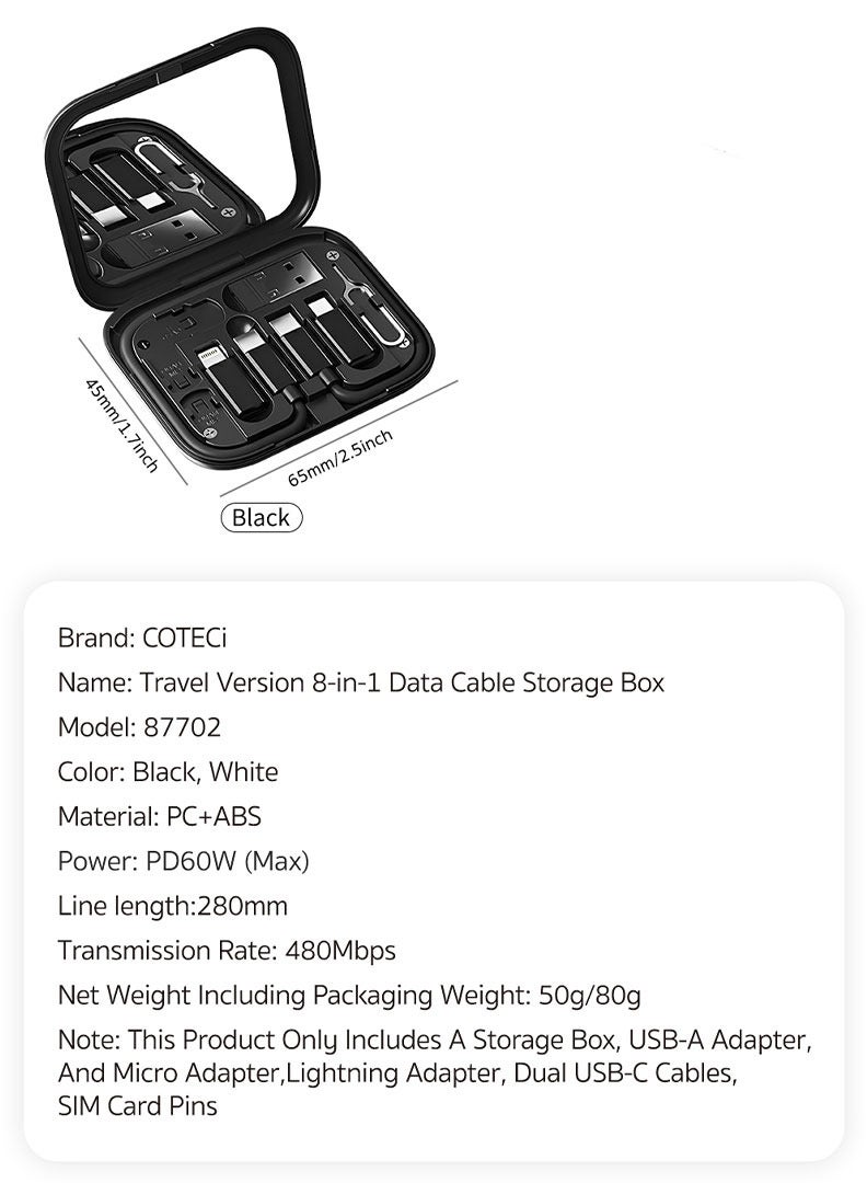 Coteetci Travel Version8-in-1 Data Cable Storage Box - Image 5