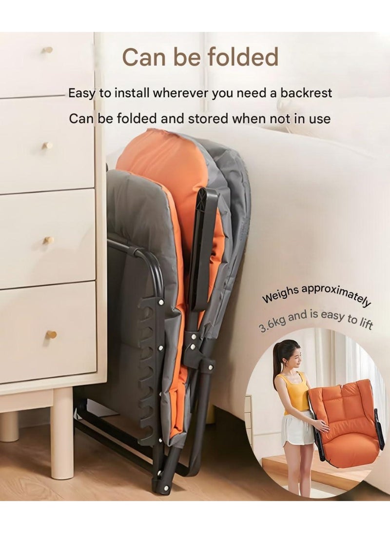 Folding Recliner Chair with Armrest and Cushion, Adjustable Backrest 90° - 135°, Portable and Space-Saving Bed Chair for Sleeping, Reading or Gaming Orange - Image 5