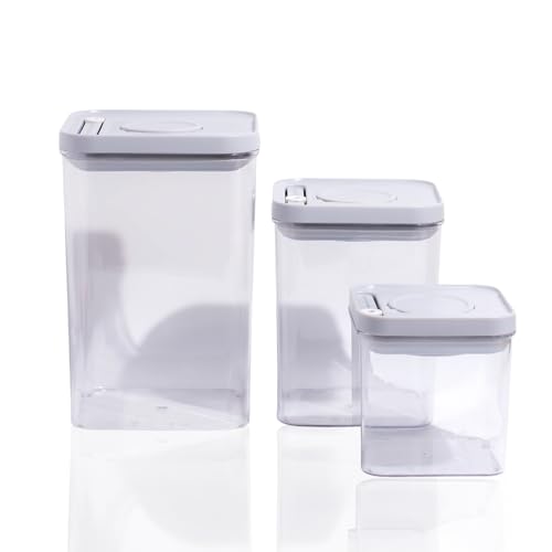 SCL Steelo Steelo SoFresh Push & Lock Plastic Kitchen Storage Containers - Air Tight & Leakproof - Stackable Organizers - BPA Free, Fridge Safe, PET Food Grade - Clear - Pack Of 3-600 ML, 1250 ML, 2200 ML - Image 1