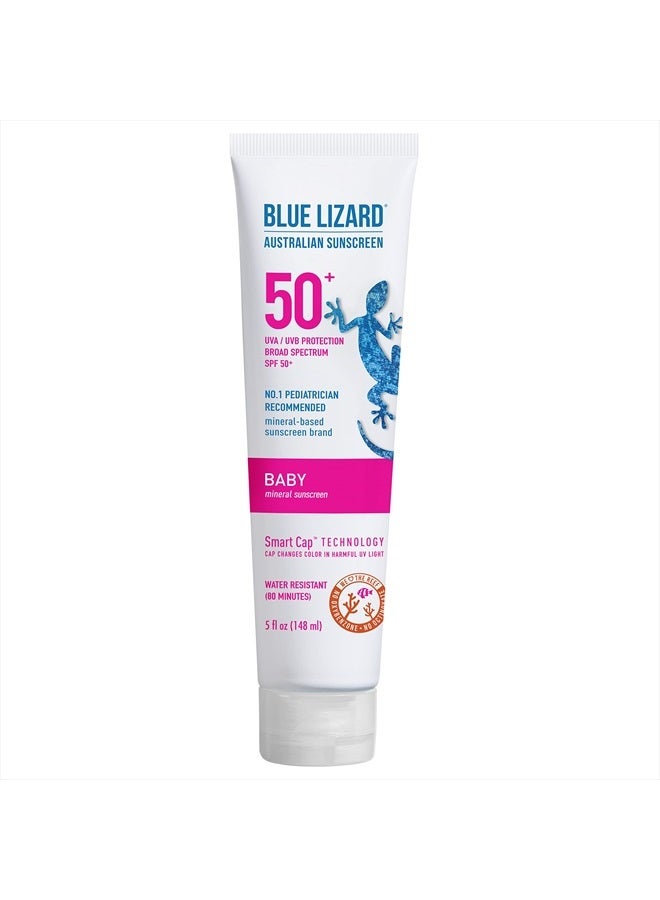 Blue Lizard BABY Mineral Sunscreen with Zinc Oxide, SPF 50+, Water Resistant, UVA/UVB Protection with Smart Cap Technology - Fragrance Free, , 5 oz. Tube - Image 1