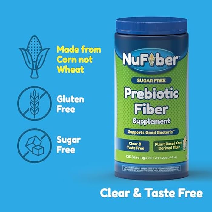 Fiber Supplement, Daily Prebiotic Fiber, 125 Servings, Clear, Grit & Taste Free, No Gluten & Sugar, Plant Based Corn Powder to Support Digestive & Gut Health - Image 3