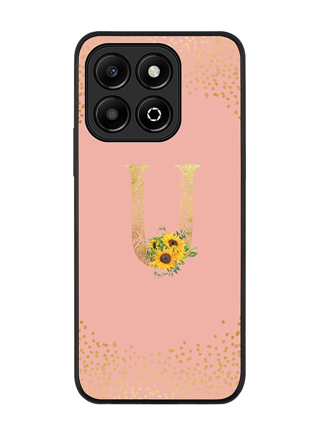Stylizedd For Honor X6B Case,Slim fit Camera Protection, Shockproof Thin Phone cover - Custom Floral Monogram - U (Rose Pink ) - Image 1