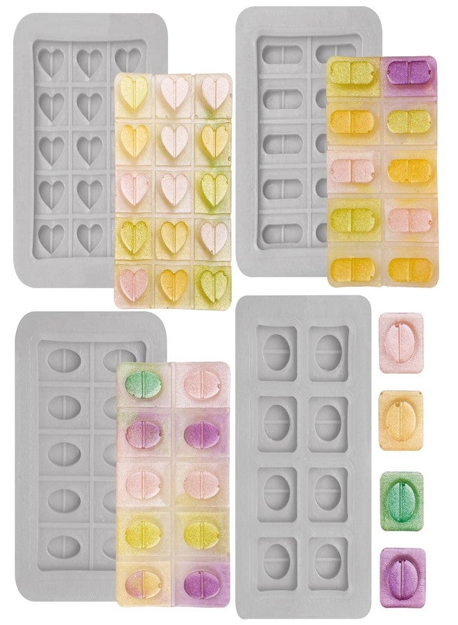 Xcake Lcook 4 Pcs Pill Molds for Making Pills, Medical Tablets Capsule Fondant Silicone Molds, Round Love Heart Shaped Pill Chocolate Baking Mold for Nurse Day Graduation Cake Decoration Cupcake Topper Candy Clay - Image 1