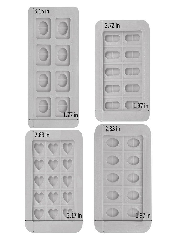 Xcake Lcook 4 Pcs Pill Molds for Making Pills, Medical Tablets Capsule Fondant Silicone Molds, Round Love Heart Shaped Pill Chocolate Baking Mold for Nurse Day Graduation Cake Decoration Cupcake Topper Candy Clay - Image 2
