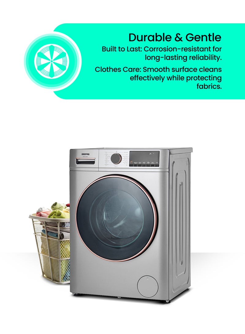 GEEPAS Advanced Front Load Washing Machine with Digital Display, BLDC Motor, and Steam Clean GWMF1041SRG Metalic Grey - Image 3