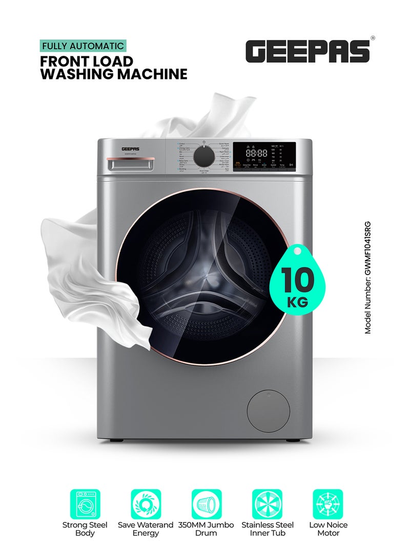 GEEPAS Advanced Front Load Washing Machine with Digital Display, BLDC Motor, and Steam Clean GWMF1041SRG Metalic Grey - Image 1