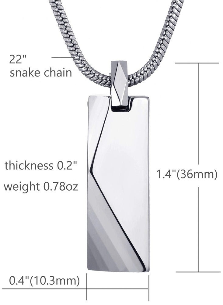 Premium Tungsten Geometric Bar Pendant with Stainless Steel Snake Chain - Modern Men's Necklace  - Image 5