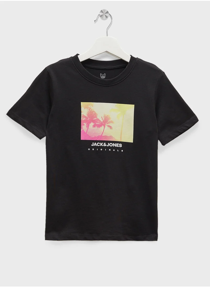جاك وجونز جونيور Kids Graphic Logo Crew Neck T-Shirt