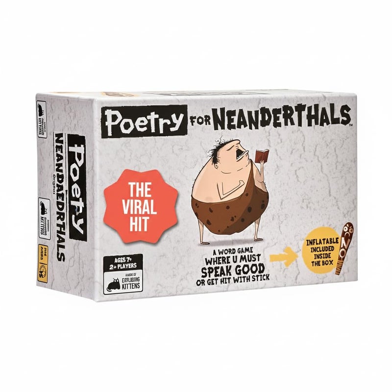 Exploding Kittens Poetry for Neanderthals 2+ Players - Ages 7+ - 15 Minutes to Play - Competitive Word Guessing Game - Party Game, Family Game Night, Kid and Adult Card Game - Image 1
