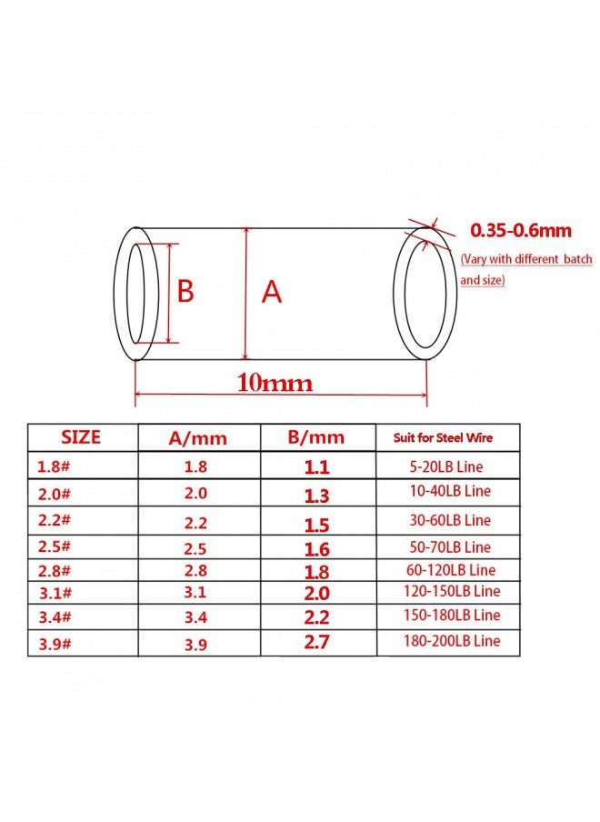 SENYUBBY 5LB-200LB 7 Strands Fishing Line Wire Leader Nylon Coated Stainless Steel Leader Wire with Crimps Sleeves (100pcs 3.4#Crimp Sleeves)  - Image 4