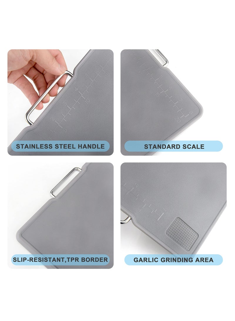 عربست ألواح تقطيع للمطبخ آمنة للغسل في غسالة الأطباق، مجموعة من 3 قطع مع حامل، ألواح تقطيع بلاستيكية بمقابض سهلة الإمساك، منطقة طحن الثوم، خالية من مادة البيسفينول أ، أقدام غير قابلة للانزلاق - Image 3