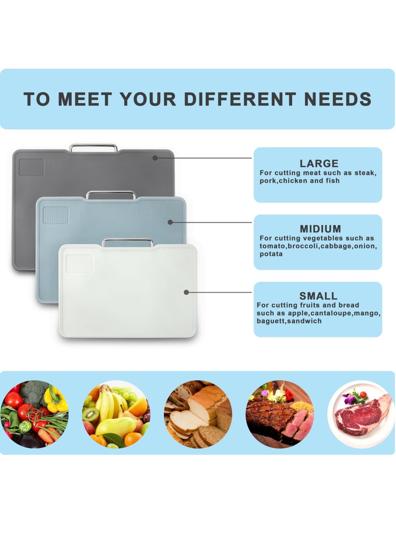 عربست ألواح تقطيع للمطبخ آمنة للغسل في غسالة الأطباق، مجموعة من 3 قطع مع حامل، ألواح تقطيع بلاستيكية بمقابض سهلة الإمساك، منطقة طحن الثوم، خالية من مادة البيسفينول أ، أقدام غير قابلة للانزلاق - Image 5