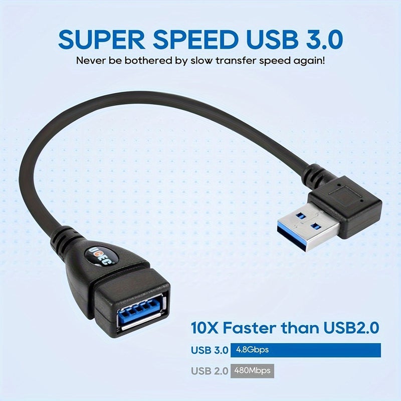 USB 3.0 Extension Cable 90 Degree Adapter Male to Female 5Gbps Data Sync - Image 5