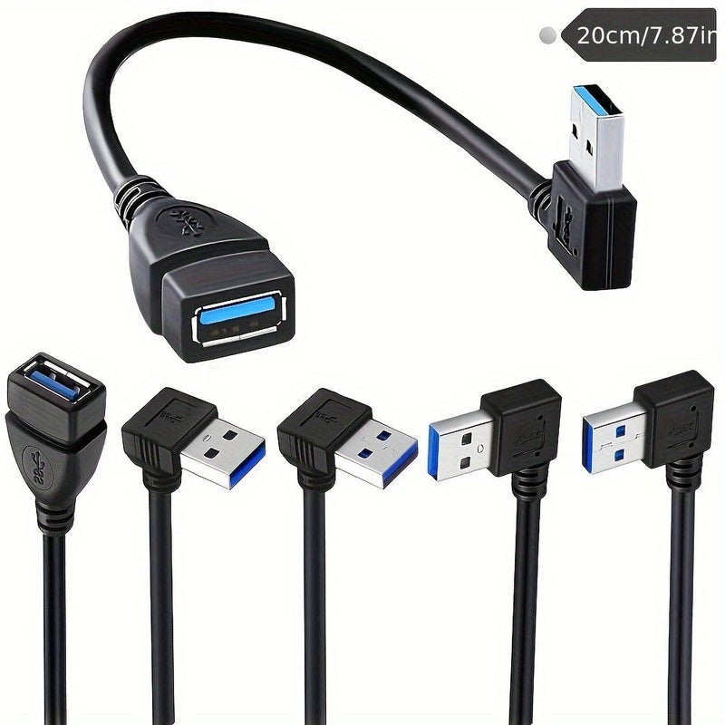 USB 3.0 Extension Cable 90 Degree Adapter Male to Female 5Gbps Data Sync - Image 2