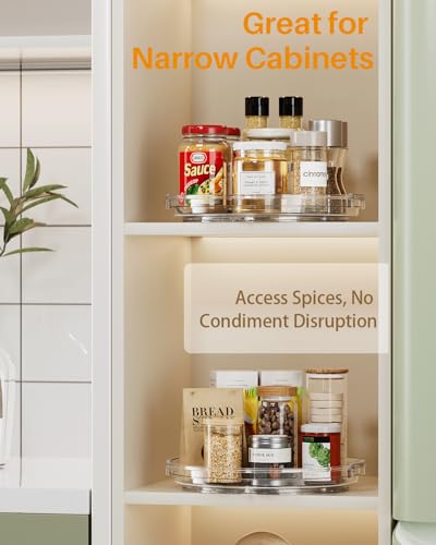 LAMU 2 Pack Lazy Susan Organizer 9.25 inch Lazy Susan Turntable for Cabinet, Rotating Spice Organization for Cabinet, Kitchen, Table Top, Countertop, Pantry Fridge Organizers and Storage, Clear - Image 3