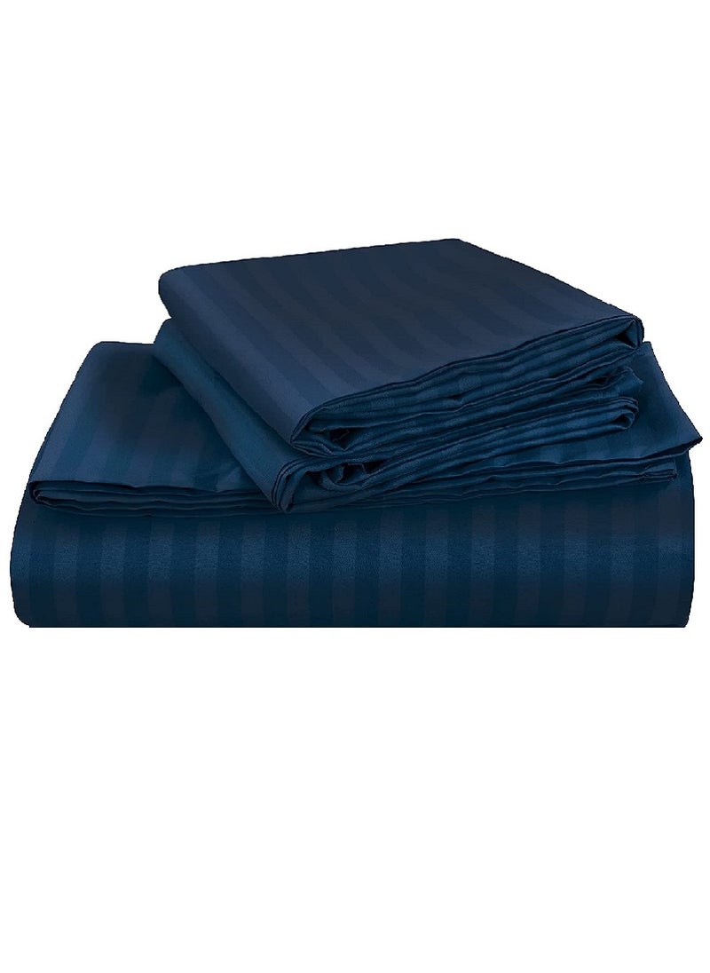 Blueberry Premium Quality Striped Bed Sheet Sets 100% Cotton 3 Piece Set Deep Pocket 120x200+15cm - Image 1