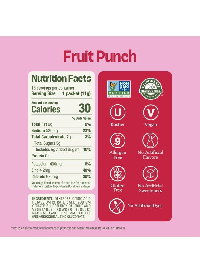 Kinderlyte Electrolyte Powder Drink Mix, Hydration Packets, No Artificial Sweeteners or Flavors, No Synthetic Dyes, Vegan, Non-GMO, Gluten Free, for Kids and Adults, Fruit Punch (16 Count) - Image 4