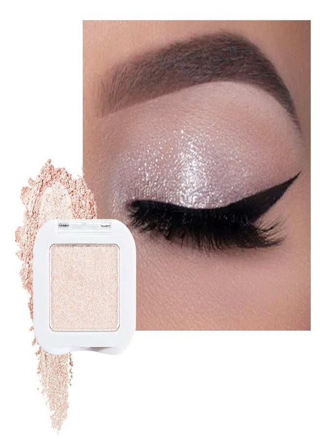 evpct Pear White Shimmer Single Eye shadow Palette Makeup for Older Women, Glitter Sparkly Pearl Shimmer Cream Eyeshadow Palette Brightener Make up, High Pigment Waterproof Monochrome Mini Eyeshadow - Image 1