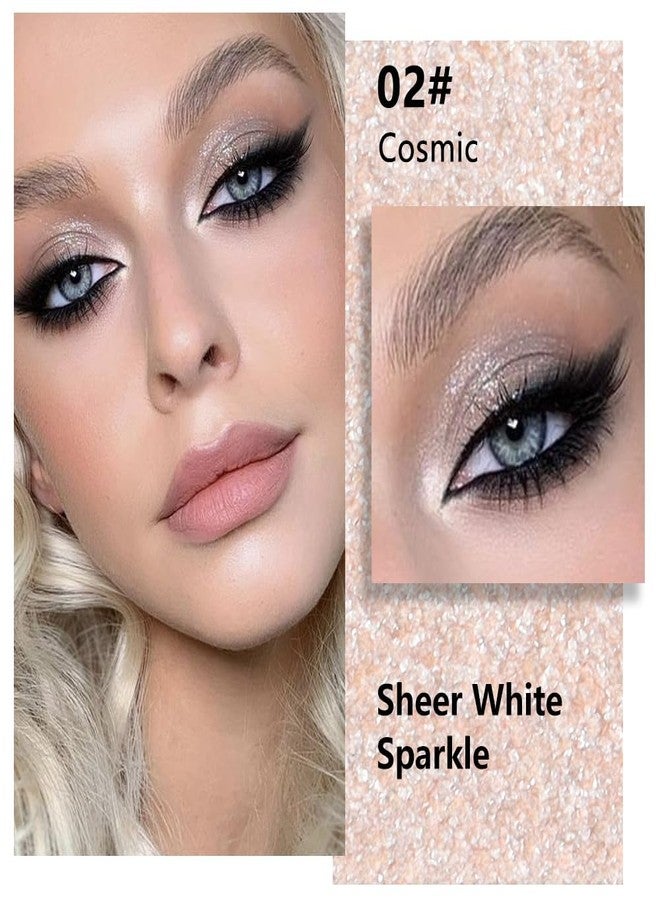 evpct Pear White Shimmer Single Eye shadow Palette Makeup for Older Women, Glitter Sparkly Pearl Shimmer Cream Eyeshadow Palette Brightener Make up, High Pigment Waterproof Monochrome Mini Eyeshadow - Image 2