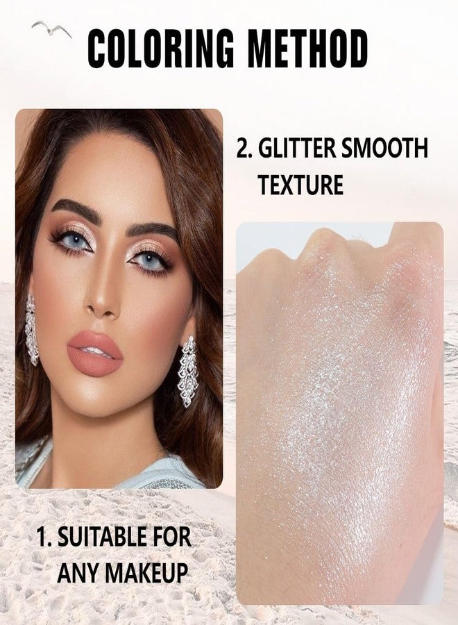 evpct Pear White Shimmer Single Eye shadow Palette Makeup for Older Women, Glitter Sparkly Pearl Shimmer Cream Eyeshadow Palette Brightener Make up, High Pigment Waterproof Monochrome Mini Eyeshadow - Image 4