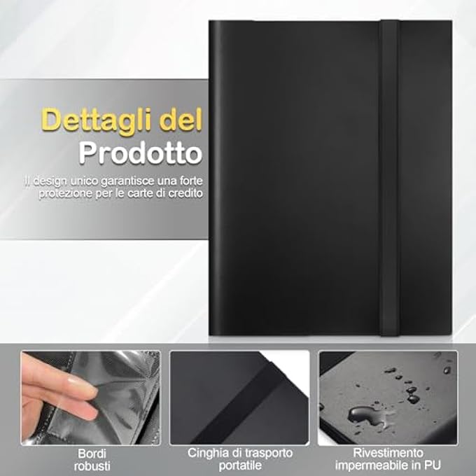 TRADING CARD ALBUM, 468 SIDE POCKETS, LARGE POKEMON CARDS, SCRAPBOOK, PORTABLE, WATERPROOF, PU COLLECTOR'S BOOK FOR MTG/TCG/FOOTBALL BASEBALL CARDS/TRADING CARD BINDER, CARD TRADING ALBUMS (BLACK) - Image 3