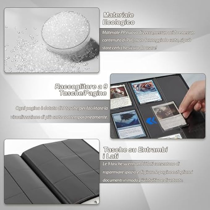 TRADING CARD ALBUM, 468 SIDE POCKETS, LARGE POKEMON CARDS, SCRAPBOOK, PORTABLE, WATERPROOF, PU COLLECTOR'S BOOK FOR MTG/TCG/FOOTBALL BASEBALL CARDS/TRADING CARD BINDER, CARD TRADING ALBUMS (BLACK) - Image 5