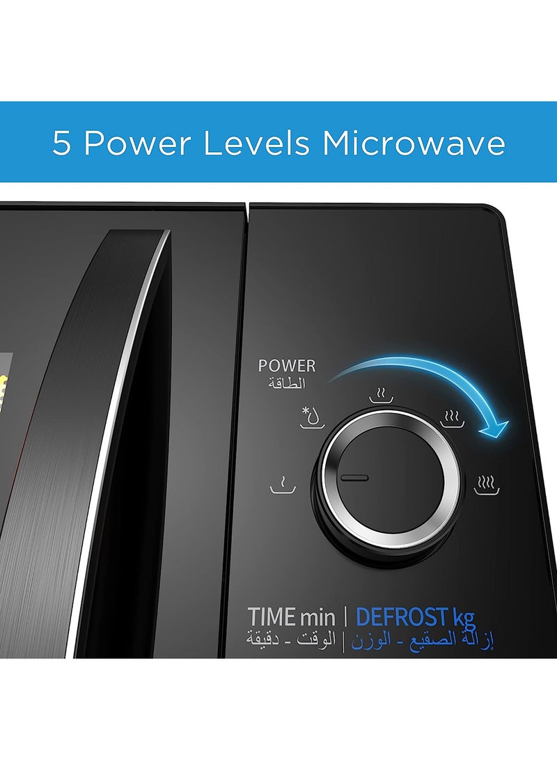 Midea Solo Microwave Oven 25 L with 5 Power Levels,Child-Safety-Lock, Defrost Function, 35 Minutes Timer, Fast Reheat, Pull Open Door Handle, Good for Home & Office 25 L 800 W MM8P022KG-BK Black - Image 3