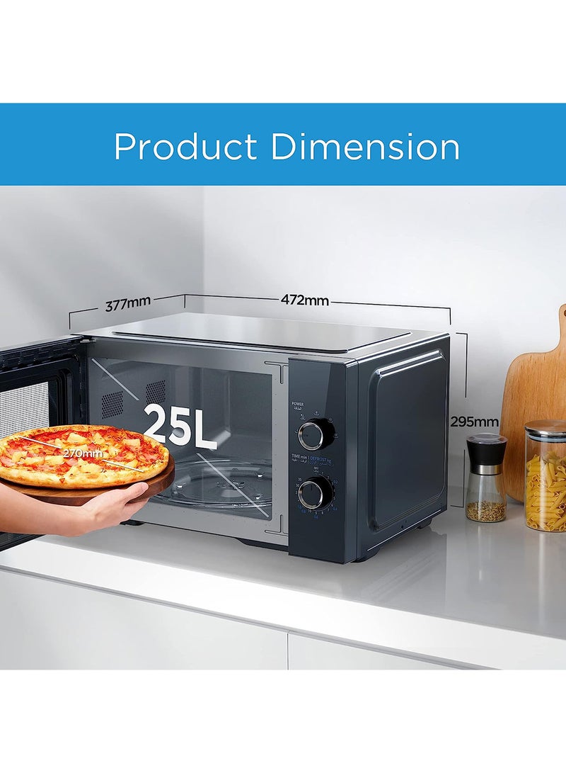 Midea Solo Microwave Oven 25 L with 5 Power Levels,Child-Safety-Lock, Defrost Function, 35 Minutes Timer, Fast Reheat, Pull Open Door Handle, Good for Home & Office 25 L 800 W MM8P022KG-BK Black - Image 4