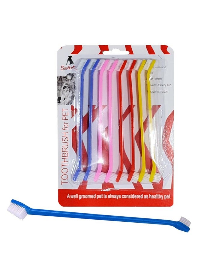 بت فرشاة أسنان مزدوجة الرأس للكلاب والقطط بمقبض طويل فرشاة أسنان للحيوانات الأليفة فرشاة أسنان مزدوجة الطرف للكلاب بشعيرات ناعمة فرشاة تنظيف أسنان الكلاب للكلاب الأليفة والجراء والقطط الصغيرة العناية بالأسنان - Image 1